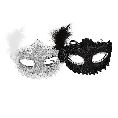 IWOWHERO 2St Gesichtsrequisiten Brillen für Frauen Fälschung halloween masken halloweenmaske geschenk Maskerade-Maske Maskenverzierung Maskendekor Kleidung schmücken Zubehör bilden Feder von IWOWHERO