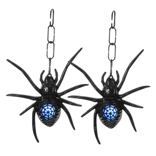 IWOWHERO 2stücke Halloween Leuchtende Spinnen Deko Hängespinnen Für Gruselige Partys Fenster Und Garten-Dekoration Halloween-Requisiten von IWOWHERO