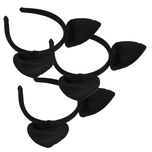 IWOWHERO 3 Stück Teiliges Fledermausohren Haarband für Damen und Mädchen Weiches Schwarzes Stoff Stirnband Tierisches Cosplay Accessoire für Halloween Party und Kostümfest von IWOWHERO