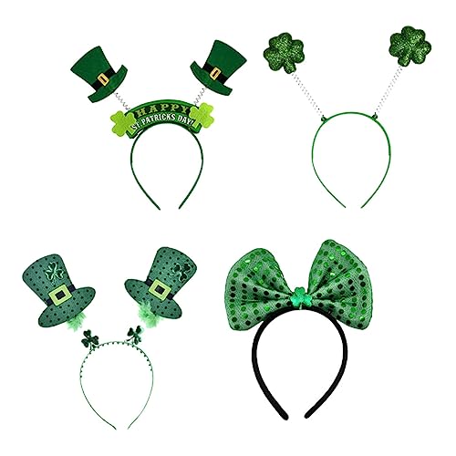 IWOWHERO 4 Stück Teiliges Patrick's Day Haarreif Set Grün mit Glitzerhut Kleeblatt und Schleife Komfortables Sicheres Material für Karneval Kostüm und Partyaccessoire IWOWHERO 4 Stück Teiliges Patrick's Day Haarreif Set Grün mit Glitzerhut Kleeblatt und Schleife Komfortables Sicheres Material für Karneval Kostüm und Partyaccessoire von IWOWHERO