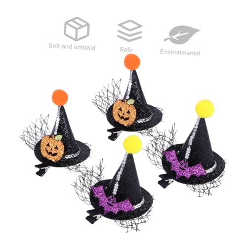 IWOWHERO 4 Stück Teiliges Spitze Hexenhut Haarclips Haarschmuck für Damen Mädchen Halloween Party Cosplay Zubehör Modisch und Vielseitig IWOWHERO 4 Stück Teiliges Spitze Hexenhut Haarclips Haarschmuck für Damen Mädchen Halloween Party Cosplay Zubehör Modisch und Vielseitig von IWOWHERO