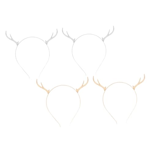 IWOWHERO 4 Stück Teiliges Weihnachts Rentier Geweih Haarreifen aus Metalllegierung Handgefertigt Festlicher Kopfschmuck für Erwachsene für Xmas Party Dekoration und Kostüm von IWOWHERO