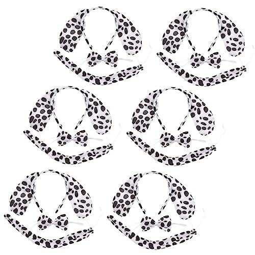 IWOWHERO 6 Sätze Teiliges Hundeohren Stirnband mit Fliege und Leichtes Bequemes Tierkostüm Zubehör für Halloween Cosplay Karneval und Mottopartys von IWOWHERO