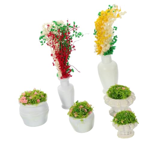 IWOWHERO 6 Stück Pflanzenschmuck Mini-Kunstpflanzen Kleine Pflanzendekoration Anlage Rasen winzig kunstpflanzen Set kunstpflanze Set Pflanzenmodell-Schmuck Mini-Pflanzenmodell Plastik von IWOWHERO