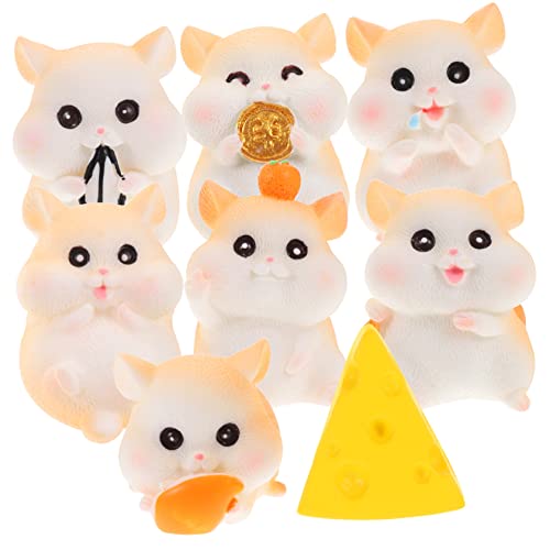 IWOWHERO 8 Stücke Mini Harz Käse Hamster Figuren Tier Dekorationen Für Tisch Fensterbank Nacht Auto von IWOWHERO