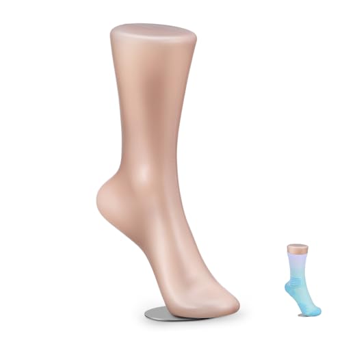 IWOWHERO Damen-Fußmagnet-Fußform Ausstellungsfüße Socken Zeigen Schaufensterpuppenfüße Fußkettchen-Präsentationsständer Knöchel Schaufensterpuppenbeinfuß Schmuckfußdisplay Plastik Khaki von IWOWHERO