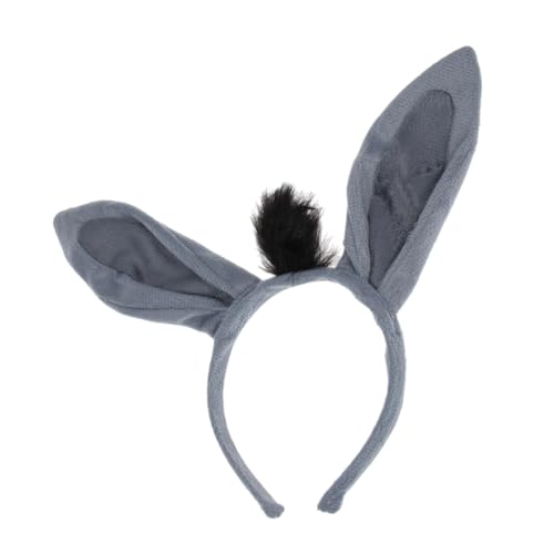 IWOWHERO Damen Haarband mit Grauen Eselsohren Dekoratives Tier Ohren Stirnband für Karneval Party und Kostüm Bequemes Kopfschmuck Accessoire für Alltag und Verkleidung von IWOWHERO