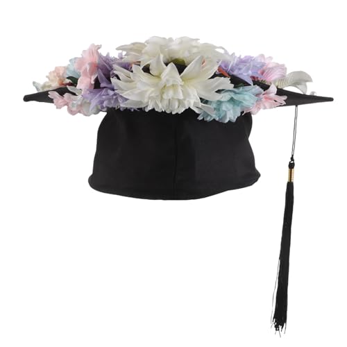 IWOWHERO Graduierungsmütze mit Schmetterlings und Blumendekor Erwachsenengröße Quadratische Spitze mit Quaste Vielseitig für Abschlussfeiern Fotos und Partydekoration von IWOWHERO