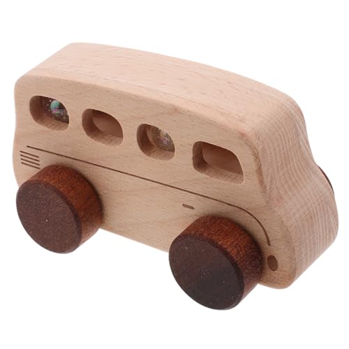IWOWHERO Holzspielzeug Holzbus Holzbus Modell Bus Kleines Bus Holzbus Alter Lustiges Kinderspielzeug Pädagogische Form Tragbar Holz Buche Beige von IWOWHERO