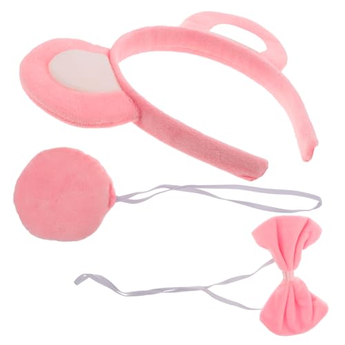 IWOWHERO Niedliches Bärenohren Stirnband mit Schleife und Nase Weiches Plüsch Cosplay Tierkostüm Zubehör für Rutschfestes Haarband für Alltag Party und Bühne von IWOWHERO