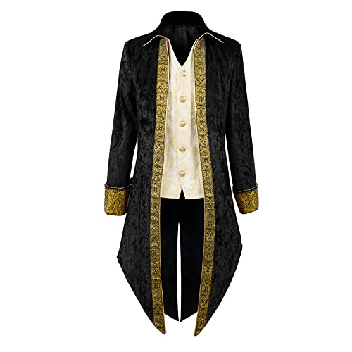 IWQBQ Herren Piraten Kostüm Renaissance Mittelalter Jacke Vampir Gothic Frack, Yt2306bk, XL von IWQBQ