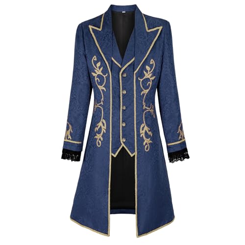 IWQBQ Herren Steampunk Jacke Viktorianischer Vampir Gothic Frack Mittelalter Piratenmantel, Z3881bu, L von IWQBQ