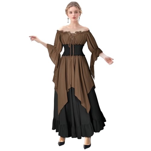 IWQBQ Renaissance-Kleid für Damen, mittelalterliches Kostüm, langärmelig, viktorianische Kleider (Z3872BN, M) von IWQBQ
