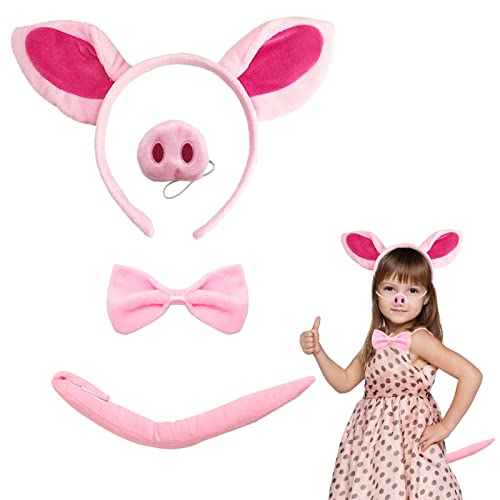 IWTBNOA 4-Teilig Kostüm Schwein Set, Schweine Haarreif, Krawatte, Schwanz, Tier Verkleidung Set Kostüm für Kostümparty, Tierkostüm Kit, Party Halloween Karneval Fasching Kostüm, Ankleiden Spielen IWTBNOA 4-Teilig Kostüm Schwein Set, Schweine Haarreif, Krawatte, Schwanz, Tier Verkleidung Set Kostüm für Kostümparty, Tierkostüm Kit, Party Halloween Karneval Fasching Kostüm, Ankleiden Spielen von IWTBNOA