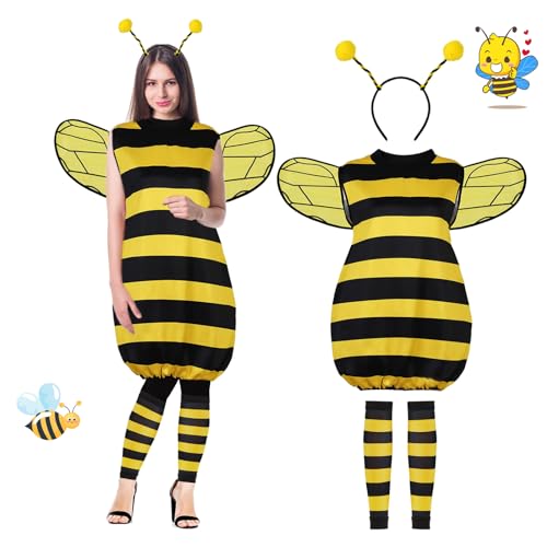 IWTBNOA Biene Kostüm für Erwachsene, 4-Teiliges Hummel-kostüm für Erwachsene, Carnaval Bienenkostüm, Faschings-Kostüme mit Flügeln, Beinärmel und Haarreif, für Karneval Party Cosplay IWTBNOA Biene Kostüm für Erwachsene, 4-Teiliges Hummel-kostüm für Erwachsene, Carnaval Bienenkostüm, Faschings-Kostüme mit Flügeln, Beinärmel und Haarreif, für Karneval Party Cosplay von IWTBNOA