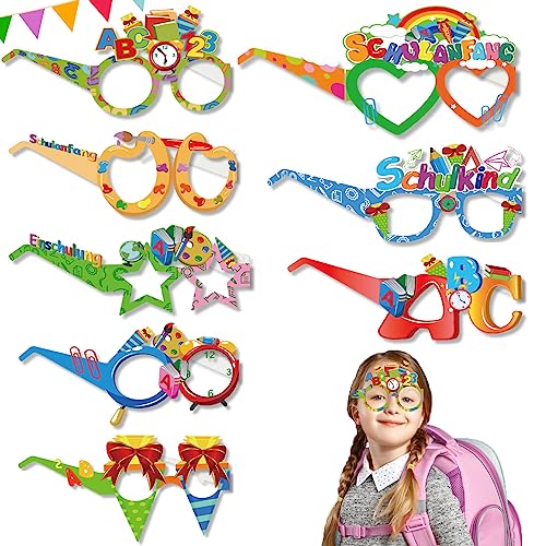 IWTBNOA Einschulung Deko Set, 24 Stück Schulanfang Brille, Schulkind Brille, Alles Gute Zum Schulanfang Brille, Schuleinführung Partybrillen für Foto Requisiten und Schulanfang Party Junge Mädchen von IWTBNOA