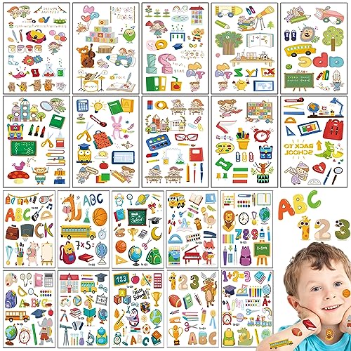 IWTBNOA Einschulung Tattoos Mädchen Jungen, 20 Bögen Einschulung Aufkleber Kindertattoos, Aufkleber zum Schulanfang, Schulanfang Geschenke, Schulkind Kindertattoo für Zuckertüte ABC Einschulungsparty IWTBNOA Einschulung Tattoos Mädchen Jungen, 20 Bögen Einschulung Aufkleber Kindertattoos, Aufkleber zum Schulanfang, Schulanfang Geschenke, Schulkind Kindertattoo für Zuckertüte ABC Einschulungsparty von IWTBNOA