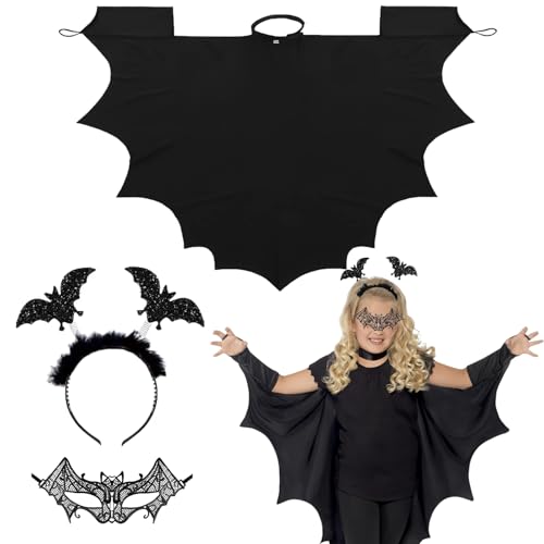 IWTBNOA Fledermaus Kostüm Kinder Halloween, Halloween Fledermaus Umhang, Fledermaus Maske, Fledermaus Haarreif, Fledermauskostüm, Fledermausflügel Vampir für Halloween Cosplay Karneval Fasching Party IWTBNOA Fledermaus Kostüm Kinder Halloween, Halloween Fledermaus Umhang, Fledermaus Maske, Fledermaus Haarreif, Fledermauskostüm, Fledermausflügel Vampir für Halloween Cosplay Karneval Fasching Party von IWTBNOA