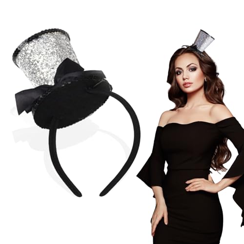 IWTBNOA Mini Top Haarreif, Schwarz Zylinder Haarreif, Glitzerhut, Karneval Haarschmuck, Kostüm Party Hut für Mottoparty, Cosplay, Abschlussball IWTBNOA Mini Top Haarreif, Schwarz Zylinder Haarreif, Glitzerhut, Karneval Haarschmuck, Kostüm Party Hut für Mottoparty, Cosplay, Abschlussball von IWTBNOA