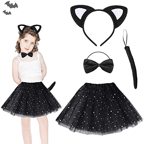IWTBNOA Kostüm Katze Kinder, 4 Stück Katzenkostüm Set mit Katzenohren Haarreif, Schwanz Fliege, Tutu Rock, Cosplay Set, Tierkleid, Mädchen Kätzchenkostüm für Party, Fasching Karneval Motto Party IWTBNOA Kostüm Katze Kinder, 4 Stück Katzenkostüm Set mit Katzenohren Haarreif, Schwanz Fliege, Tutu Rock, Cosplay Set, Tierkleid, Mädchen Kätzchenkostüm für Party, Fasching Karneval Motto Party von IWTBNOA