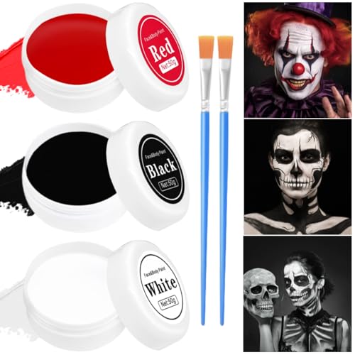 IWTBNOA Halloween Schminke Set, Face Paint Schwarz Rot Weiß mit Makeup Pinsel, Halloween Make up Set, Halloween Gesichtsfarbe, Clowns Zombie Vampire Skelett Makeup für Halloween Fasching Cosplay IWTBNOA Halloween Schminke Set, Face Paint Schwarz Rot Weiß mit Makeup Pinsel, Halloween Make up Set, Halloween Gesichtsfarbe, Clowns Zombie Vampire Skelett Makeup für Halloween Fasching Cosplay von IWTBNOA