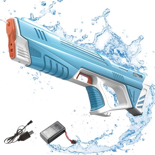 IWTBNOA Wasserpistole Elektrisch mit Wasseraufnahme, Automatische Wasserspritzpistole für Kinder Erwachsene, Große Kapazität Wasserpistole, Sommer Spielzeug für Outdoor Pool Strand Seaside von IWTBNOA