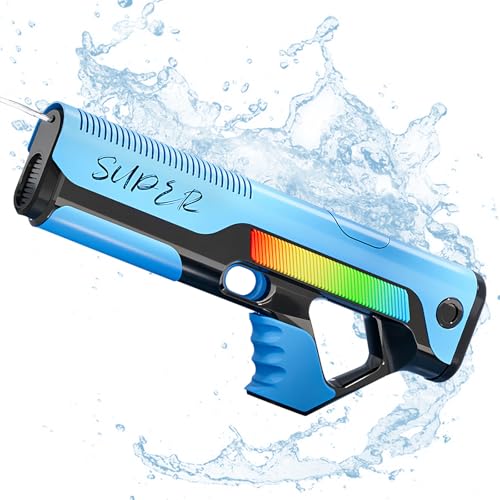IWTBNOA Wasserpistole mit Wasseraufnahme, Automatische Wasserspritzpistole für Kinder Erwachsene, Große Reichweite Wasserspritzpistole, Sommer Spielzeug für Outdoor Pool Strand Seaside (Blau-2) von IWTBNOA