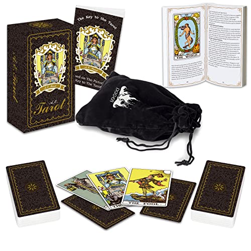 IXIGER Tarotkarten Deck mit Anleitungsbuch, Tarotkarten, für Anfänger, Tarotkarten-Set, 78 Stück, klassisches Tarotkarten-Set Expertenleser schwarzem Samtbeutel(Englisch) von IXIGER