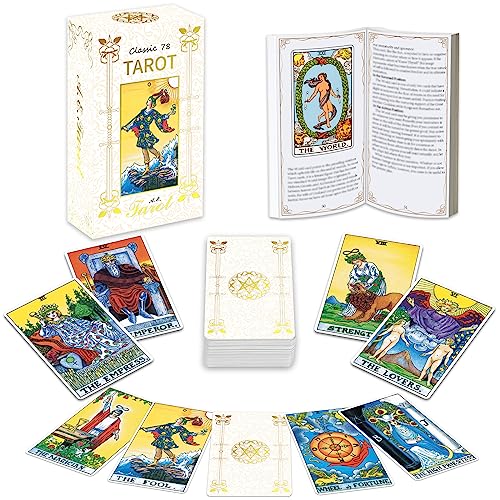 IXIGER Tarotkarten und Buch für Anfänger, Tarotkarten mit 165-seitigem Leitfaden (evtl. nicht in deutscher Sprache), 78 bronzierende Tarotkarten-Deck für Anfänger und erfahrene Leser, klassisches von IXIGER