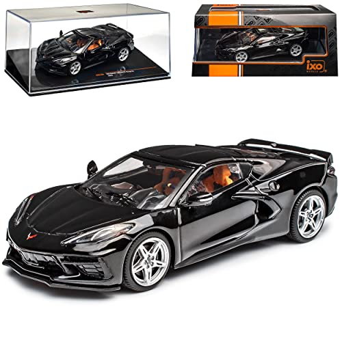 IXO Chevrolet Chevy Corvette C8 Singray Coupe Schwarz Ab 2020 1/43 Modell Auto mit individiuellem Wunschkennzeichen von IXO
