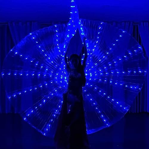 Led Flügel 360-Grad-Drehung mit 2 Teleskopstangen Schmetterlingsflügel mit Led für Erwachsene und Kinder Leuchtende Flügel für Bühnenauftritte Partys Festival (Adult Blue) von IXTIX