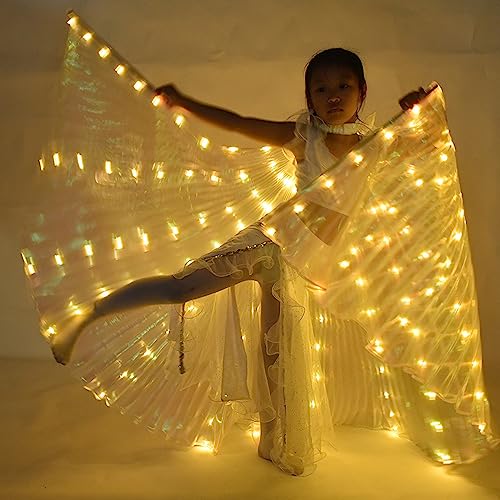 Led Flügel 360-Grad-Drehung mit 2 Teleskopstangen Schmetterlingsflügel mit Led für Erwachsene und Kinder Leuchtende Flügel für Bühnenauftritte Partys Festival (Children's Yellow) von IXTIX