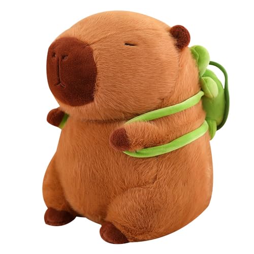 Capybara Plüschtier, 23cm Niedliche Capybara Kuscheltier mit Schildkrötenrucksack Capybara Plushie Puppen Niedlichen Capybara Plushies Super Weiche Gefüllte Spielzeug Plüsch für Home Deko Kinder von IXYHKB