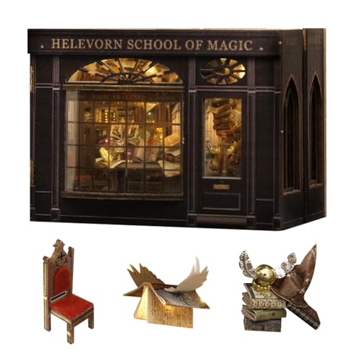 DIY Book Nook Kit, DIY Miniatur Puppenhaus Book Nook, 3D Holzpuzzle Kunst Bücherregal mit LED-Lichtern, Kreative Holzpuzzle Buchstützen, Miniatur Buchstützen Gebäude Modellbausatz für Erwachsene DIY Book Nook Kit, DIY Miniatur Puppenhaus Book Nook, 3D Holzpuzzle Kunst Bücherregal mit LED-Lichtern, Kreative Holzpuzzle Buchstützen, Miniatur Buchstützen Gebäude Modellbausatz für Erwachsene von IXYHKB