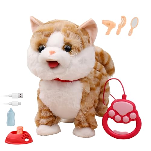 IXYHKB Katze Spielzeug Kinder, Spielzeug Katze der MIAU Und Bellt mit LeineHund, Interaktives Elektrisch spielzeugs für Kinder, Katzes mit Leine der MIAU und Bellt für Kinders (Garfield Katze) von IXYHKB