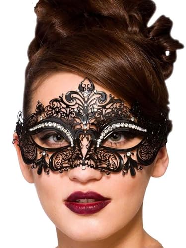 IYOU Damen Maskerade Maske Schwarz Karneval Masken Strass Venezianische Maske Halloween Ball Party Nachtclub Masken für Frauen von IYOU