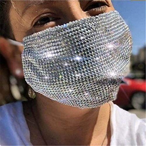IYOU Glitter Crystal Mesh Masken Weiß Sparkly Strass Maskerade Gesichtsmasken Wiederverwendbare glänzende Mundabdeckung Halloween Genie Bling Kostüm Dekoration Schmuck für Frauen und Mädchen IYOU Glitter Crystal Mesh Masken Weiß Sparkly Strass Maskerade Gesichtsmasken Wiederverwendbare glänzende Mundabdeckung Halloween Genie Bling Kostüm Dekoration Schmuck für Frauen und Mädchen von IYOU