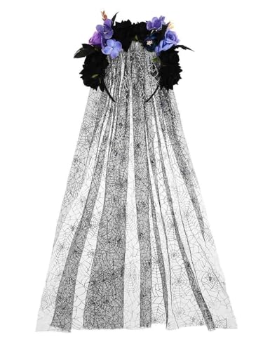 IYOU Halloween Stirnband mit Schleier Schwarze Blume Haarbänder Festival Karneval Tag der Toten Haarschmuck für Frauen IYOU Halloween Stirnband mit Schleier Schwarze Blume Haarbänder Festival Karneval Tag der Toten Haarschmuck für Frauen von IYOU