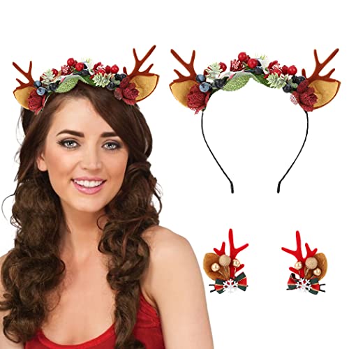 IYOU Weihnachten Haarbänder Haarspangen Rot Rentier Geweih Haarband Blume Liebe Ohr Weihnachts Haarschmuck für Party Halloween Cosplay IYOU Weihnachten Haarbänder Haarspangen Rot Rentier Geweih Haarband Blume Liebe Ohr Weihnachts Haarschmuck für Party Halloween Cosplay von IYOU