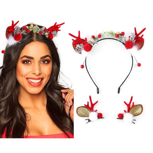 IYOU Weihnachten Stirnband Set Clips Rote Rentiergeweih Haarband Rote Beere Tannenzapfen Haarspangen Festival Weihnachts Kopfbedeckung Haarschmuck für Erwachsene Kinder IYOU Weihnachten Stirnband Set Clips Rote Rentiergeweih Haarband Rote Beere Tannenzapfen Haarspangen Festival Weihnachts Kopfbedeckung Haarschmuck für Erwachsene Kinder von IYOU