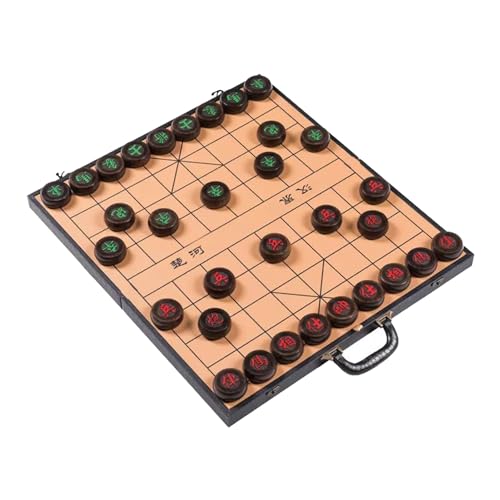 2 Player Ebony Strategy Board Games Chinese Chess Set Xiangqi Puzzle Games Travel Games with Foldable Chessboard for Teens Adults Family(Size:5.8cm/2.3in) von IYUESQ