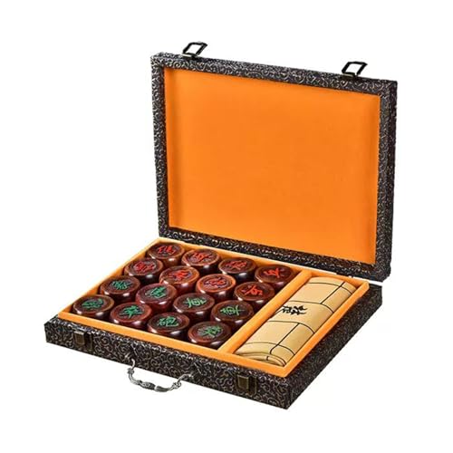 2 Player Strategy Board Games Chinese Chess Set Rosewood Xiangqi Puzzle Games Travel Games with Gift Box and Leather Chessboard(Size:4.8cm/1.9in) von IYUESQ