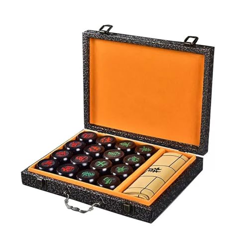 2 Player Strategy Board Games Chinese Chess Set Sandalwood Xiangqi Puzzle Games Travel Games with Gift Box and Leather Chessboard(Size:5.8cm/2.3in) von IYUESQ