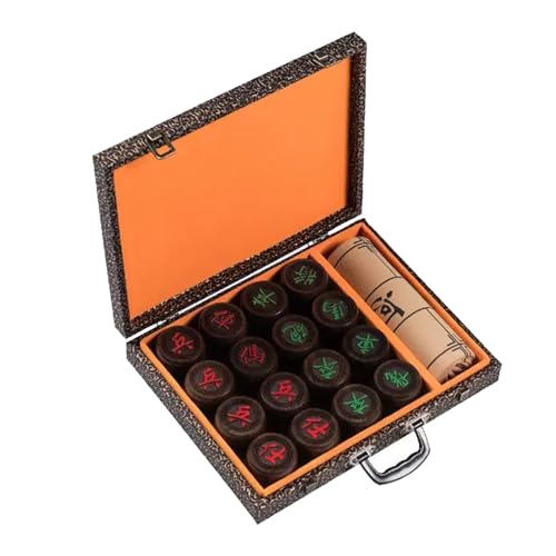 2 Player Strategy Board Games Ebony Chinese Chess Set Xiangqi Puzzle Games Travel Games with Gift Box and Leather Chessboard(Size:5.8cm/2.3in) von IYUESQ