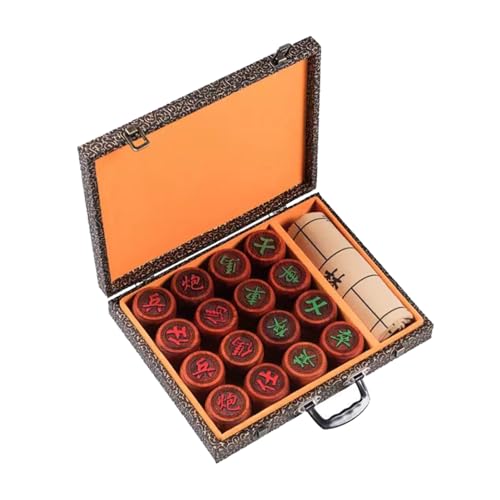 2 Player Strategy Board Games Rosewood Chinese Chess Set Xiangqi Puzzle Games Travel Games with Gift Box and Leather Chessboard(Size:4.8cm/1.9in) von IYUESQ