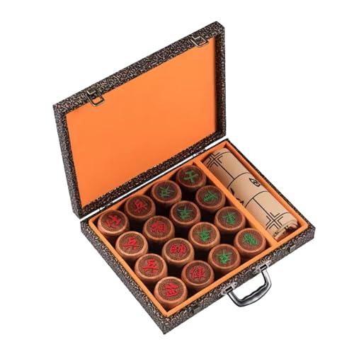 2 Player Strategy Board Games Rosewood Chinese Chess Set Xiangqi Puzzle Games Travel Games with Gift Box and Leather Chessboard(Size:4.8cm/1.9in) von IYUESQ