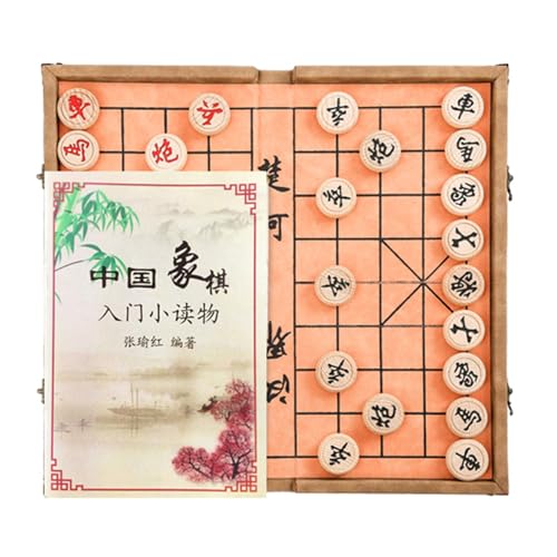 2 Players Chinese Chess Game Set Beechwood Portable Xiangqi with Foldable Board Tabletop Strategy Board Game(B,4.8cm/1.9in) von IYUESQ