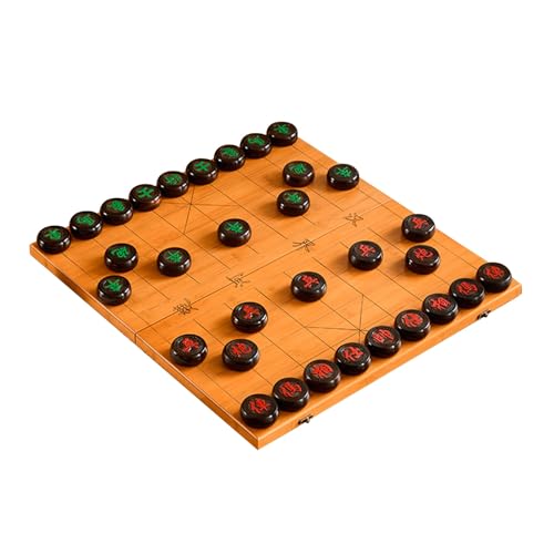 2 Players Chinese Chess Game Set Portable Xiangqi with Foldable Bamboo Board Tabletop Strategy Board Game(Ebony,3.8cm/1.5in) von IYUESQ