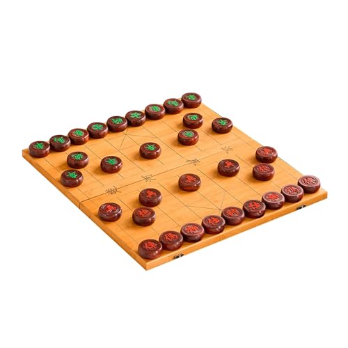 2 Players Chinese Chess Game Set Portable Xiangqi with Foldable Bamboo Board Tabletop Strategy Board Game(Red Sandalwood,4.8cm/1.9in) von IYUESQ