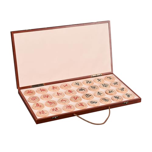 2 Players Chinese Chess Game Set Portable Xiangqi with Foldable Board Tabletop Strategy Board Game(Beechwood,4.8cm/1.9in) von IYUESQ